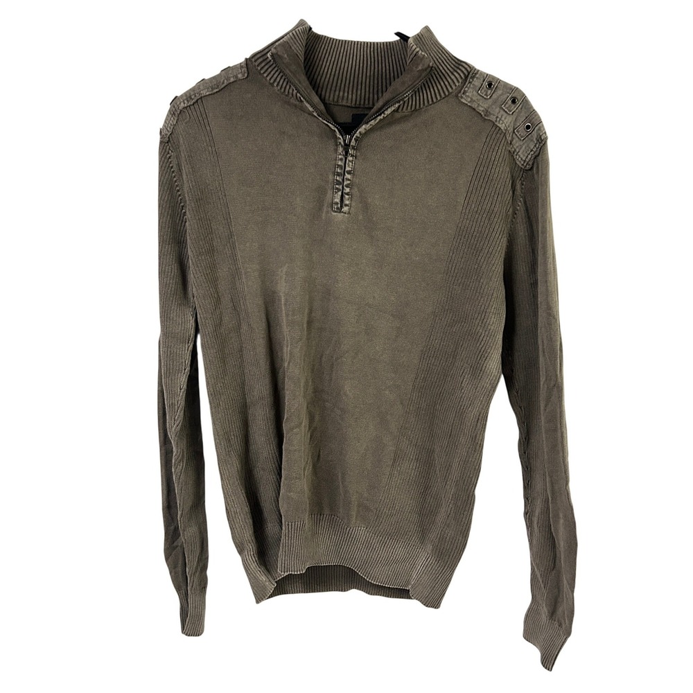 Military Quarter Zip Pullover Sweater S Brown Utility Gorpcore Grunge Tactical